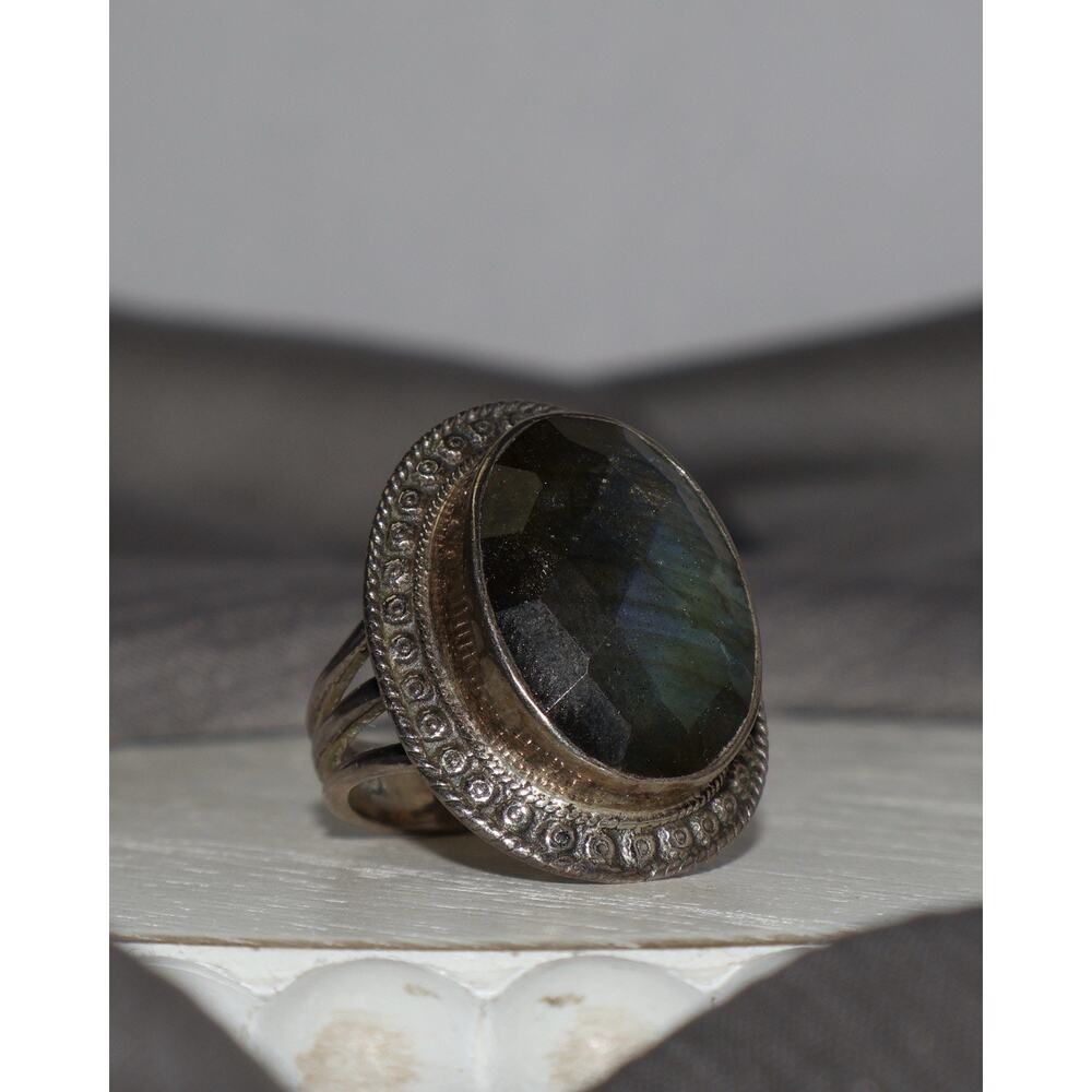 NB Sterling Silver Labradorite Gemstone Ring 9G / Sz 5